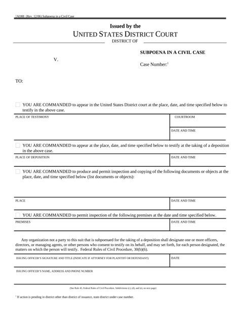 22nd Jdc St Tammany Parish Trial Subpoena Form Fill Out And Sign