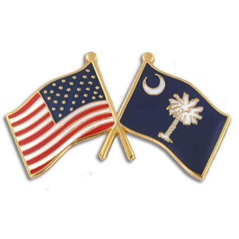 Pinmarts South Carolina And Usa Crossed Friendship Flag Enamel Lapel