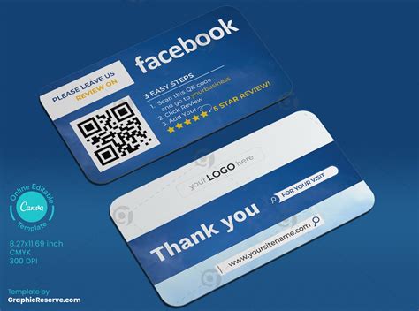 Facebook 5 Star Business Rating Review Card Canva Template Graphic