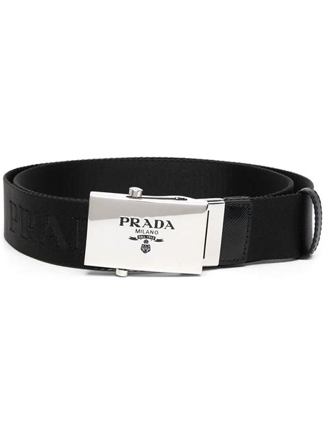 Prada Logo Engraved Buckle Belt In Black ModeSens
