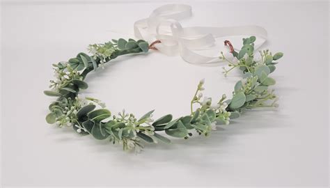 Flower Crown-Flower Girl Flower Crown-Baby's Breath and Eucalyptus Flower Crown-Bridal Flower ...