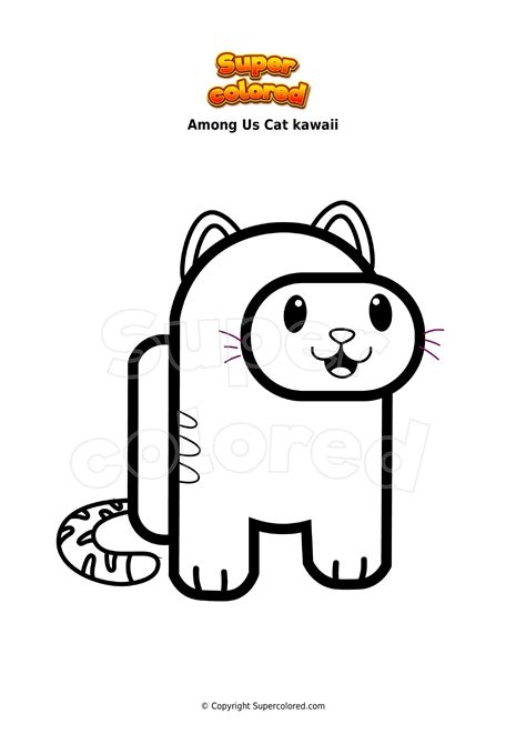 Coloring Page Among Us Cat Kawaii