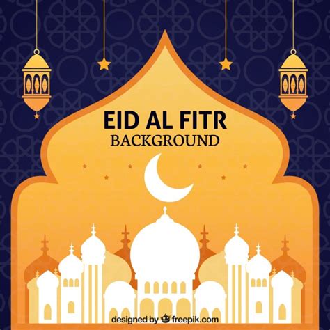 It marks the end of ramadan, which is a month of fasting and prayer. Eid al fitr achtergrond met witte moskee | Gratis Vector