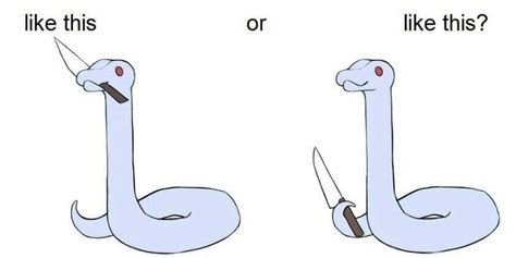 Twitter Solves Which Way Would A Snake Hold A Knife Debate