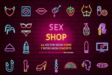 Sex Neon ~ Icons ~ Creative Market Neon Neon Signs Icon