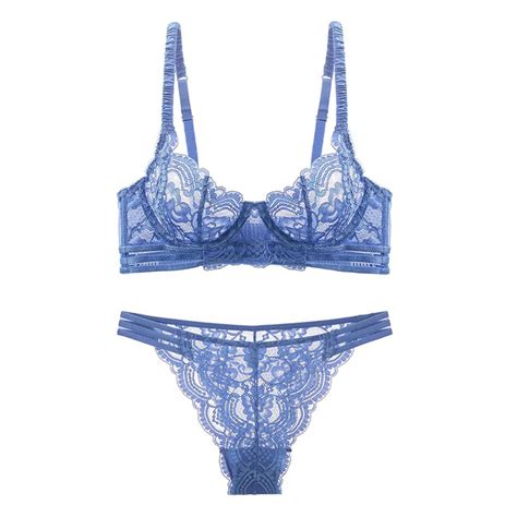 Buy Womens Sexy Soft Lace Lingerie Set See Through Underwear Floral Lace Underwire Sheer Bra