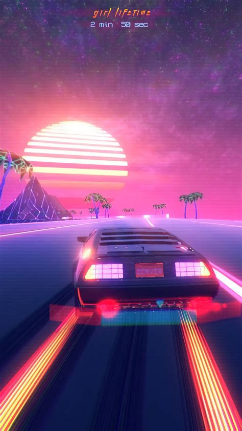 car outrun out run synthwave retrowave vaporwave scenery digital art 4k hd wallpaper