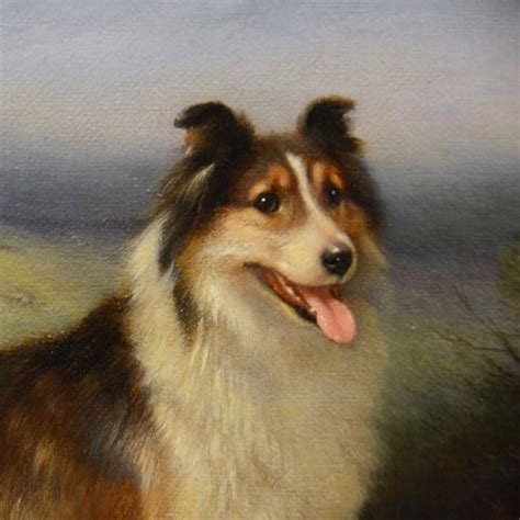 Antique Oil Painting A Collie And A Lamb By Walter Hunt 12 14 X