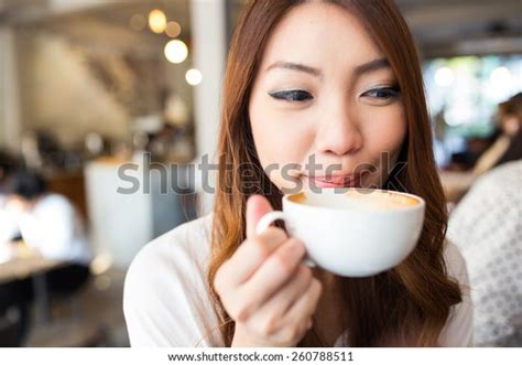 Beautiful Girl Drinking Tea Coffee Cafe Stock Photo 260788511