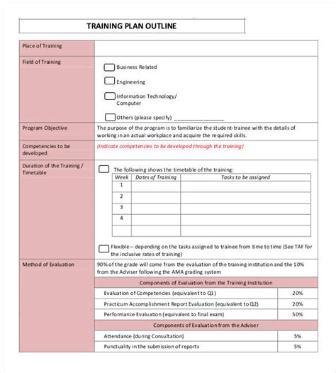 Training Outline Template