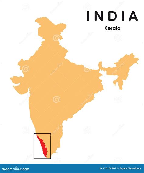 Kerala In India Map Kerala Map Vector Illustration Editorial
