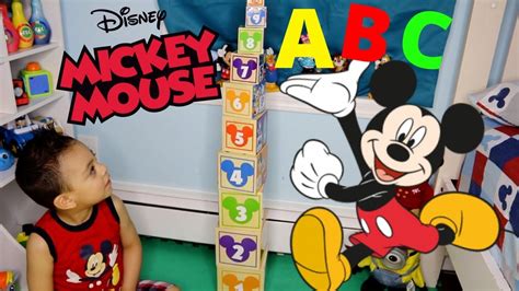 Learn Abc 123 Playing With Mickey Mouse Blocks Youtube
