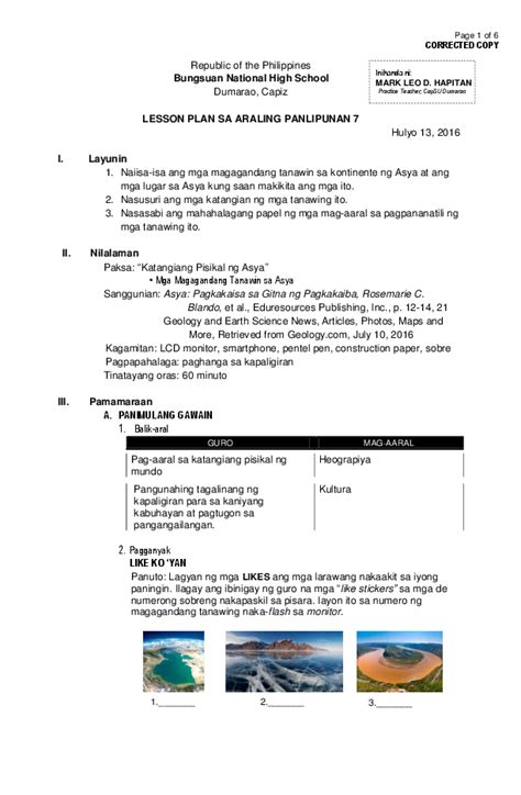 Special How To Make A Lesson Plan In Araling Panlipunan Araling Images And Photos Finder