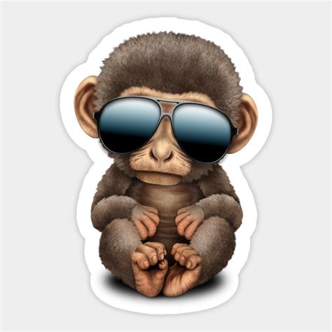 Cute Baby Monkey Wearing Sunglasses Baby Monkey Sticker Teepublic