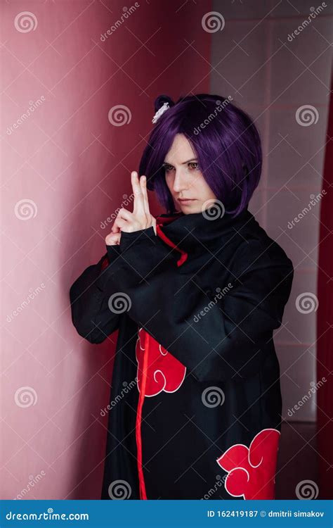 girl anime with purple hair japan cosplay stock image image of background closeup 162419187