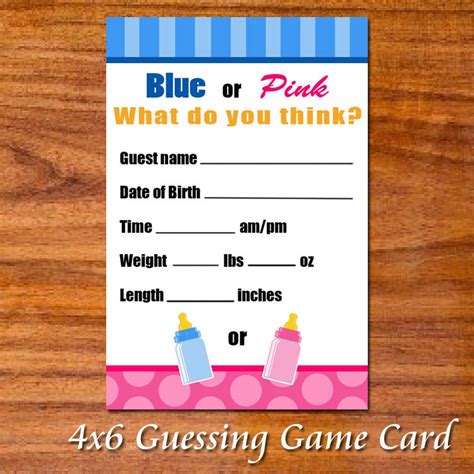 Gender Reveal Party Game Cards Bingo And