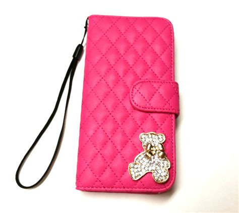 Iphone 6 Case Pink Luxury Leather With Gold Teddy Bear On Luulla
