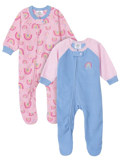 Gerber Baby And Toddler Girls Microfleece Blanket Sleeper Pajamas 2 Pack