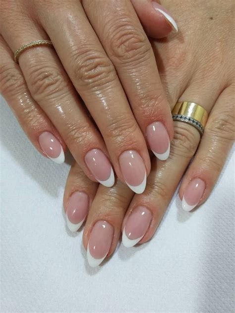 French Almond Nails French Tip Acrylic Nails French Manicure Nails