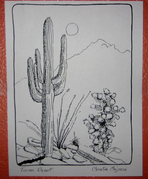 Items Similar To Tucson Desert Scene Drawing Of Tucson