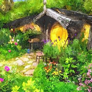 Bag End Painting The Shire Hobbit Hole The Hobbit Home Lord Of The Rings Print From My Original
