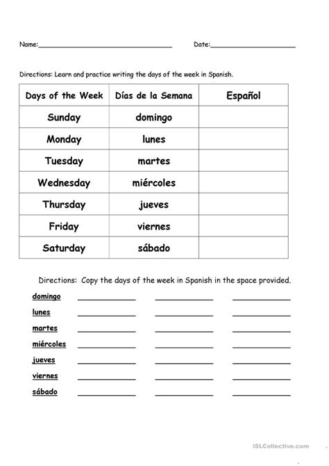 Free Printable Elementary Spanish Worksheets Printable Worksheets