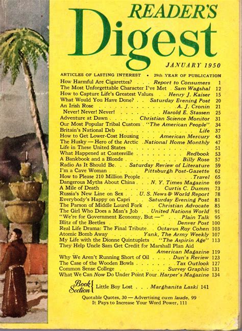 Readers Digest Magazine January 1950 Digest Magazine Vintage