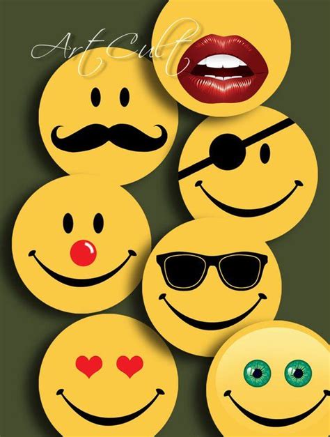 Printable Download Funny Smiley Faces Digital Collage Sheet 1 Etsy In
