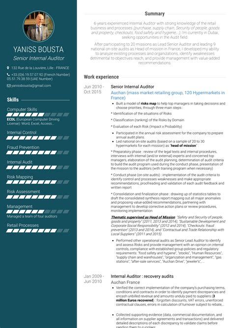 Ambitious and goal oriented finance professional with big 4 and us listed manufacturing companies experience as well as some entrepreneural spirit from a family owned business. Auditor - Resume Samples and Templates | VisualCV