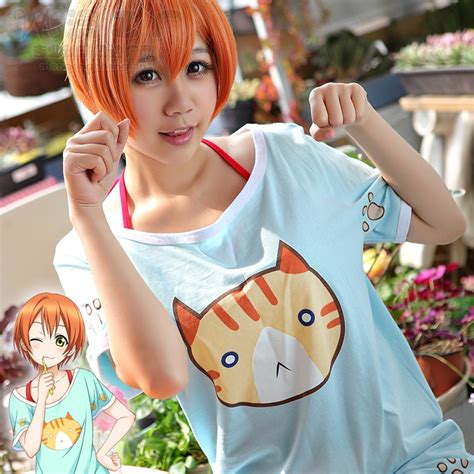 Love Live Lovelive Rin Hoshizora Cat Cosplay T Shirts Summer Nico