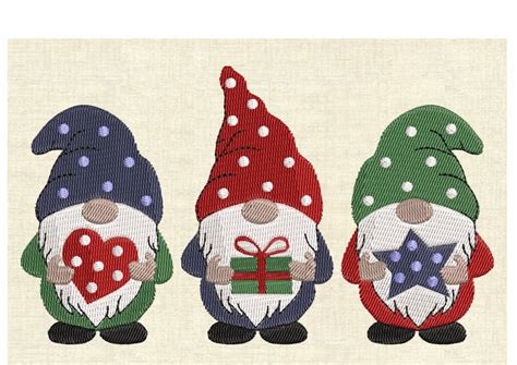 Machine Embroidery Designs Three Gnomes Etsy