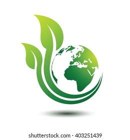 Ecology Concept Green Earth Green Leaf Stock Vector Royalty Free