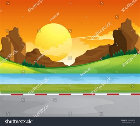 Illustration Waterform Near Road Stock Vector Royalty Free 184854122