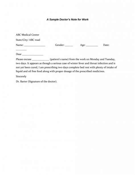 Without prejudice letter example source: Dr Excuse Letter For Work Database | Letter Template ...