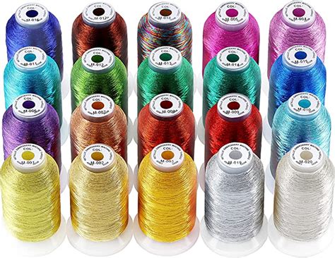 New Brothread 20 Assorted Colors Metallic Embroidery Machine Thread Kit