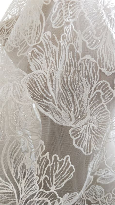 Elegent Lace Fabric Ivory Floral Sequined Bridal Lace New Etsy