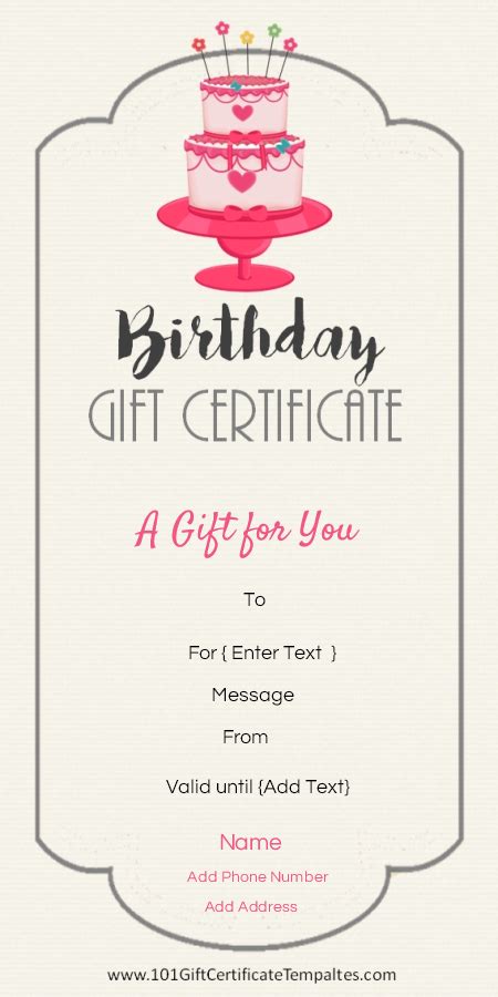 Birthday Gift Certificate Template Free Printable Gift Certificates Free Gift Certificate