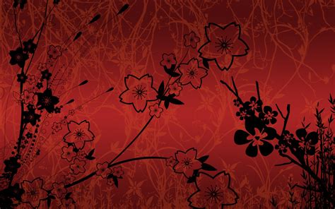 Wallpaper Illustration Digital Art Flowers Red Branch Pattern