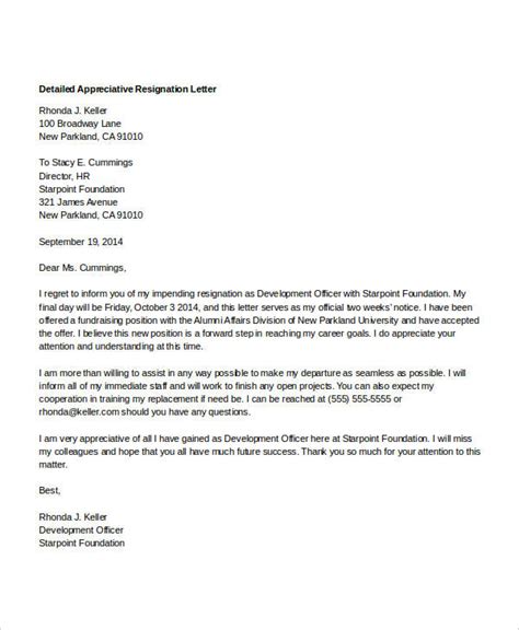 8 Appreciative Resignation Letters Free Sample Example Format Download