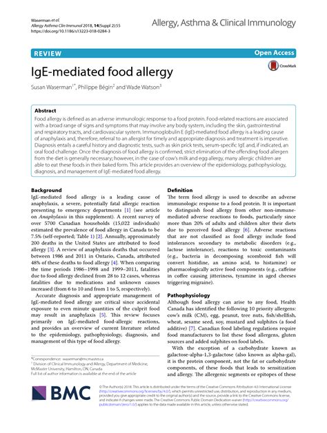 Solution A Practical Medical Guide To Diagnosis Ige Mediated Food
