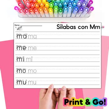 Sílabas con AEIOU Spanish Practice Pages by The Bilingual Rainbow