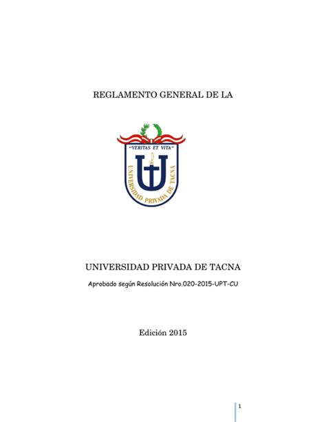 Reglamento General De La UPT Universidad Privada De Tacna