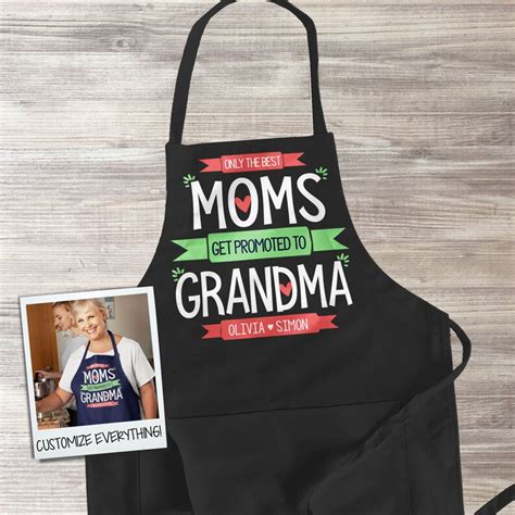 Grandma Apron Best Moms Get Promoted To Grandma Dark Adult Etsy
