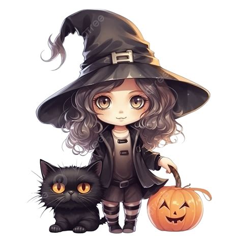 Cute Little Girl Witch Halloween Costume Illustration Witch With Magic