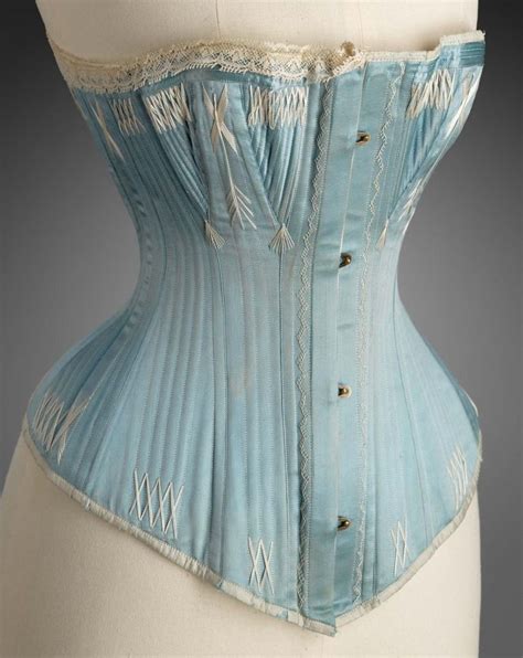 Historicalcorsets Light Blue Silk Corset With Flossing 1870 1885