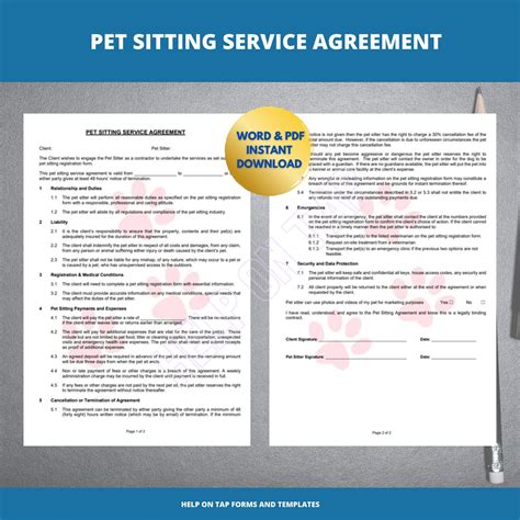 Pet Sitting Services Agreement light Pink Pet Sitting - Etsy