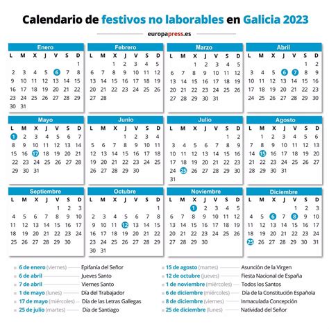Calendario Laboral 2023 Días Festivos Y Puentes En Galicia