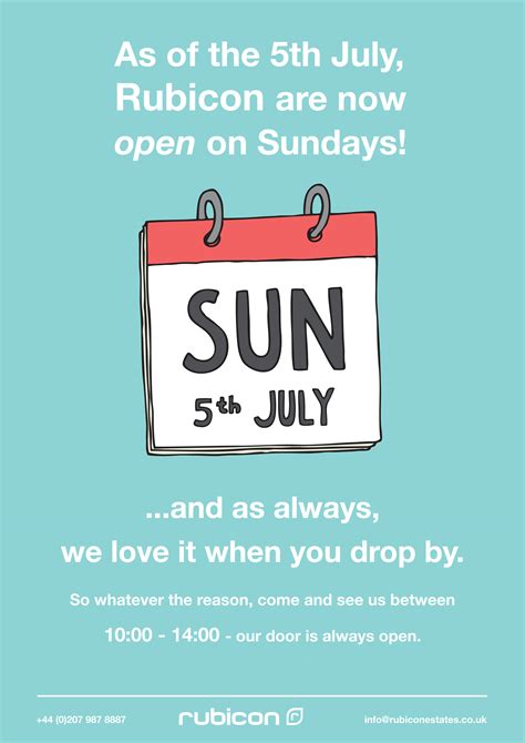 10.00am to 12.30pm sun : We're now open on Sundays! - Rubicon Estates