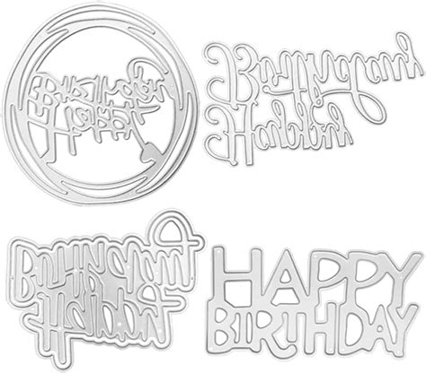 4 Pcs Die Cuts For Card Making Happy Birthday Letter Metal Die Cuts