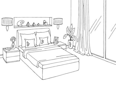 Best White And Black Bedroom Illustrations Royalty Free Vector